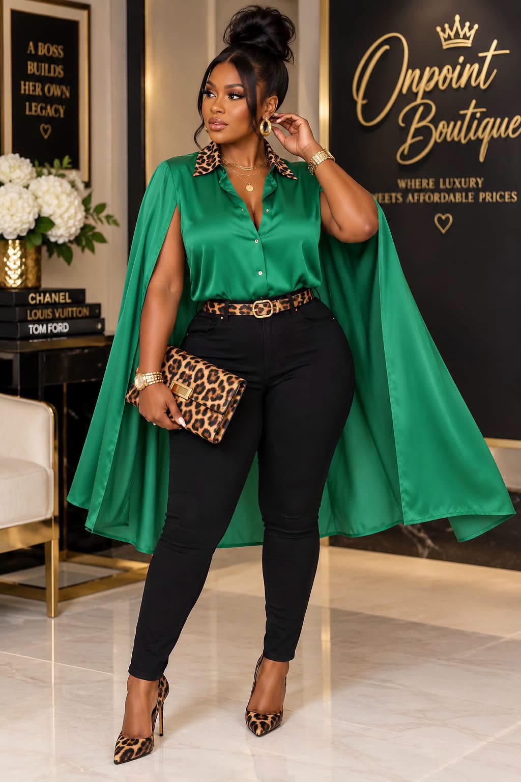 Emerald Wild Side Cape Blouse